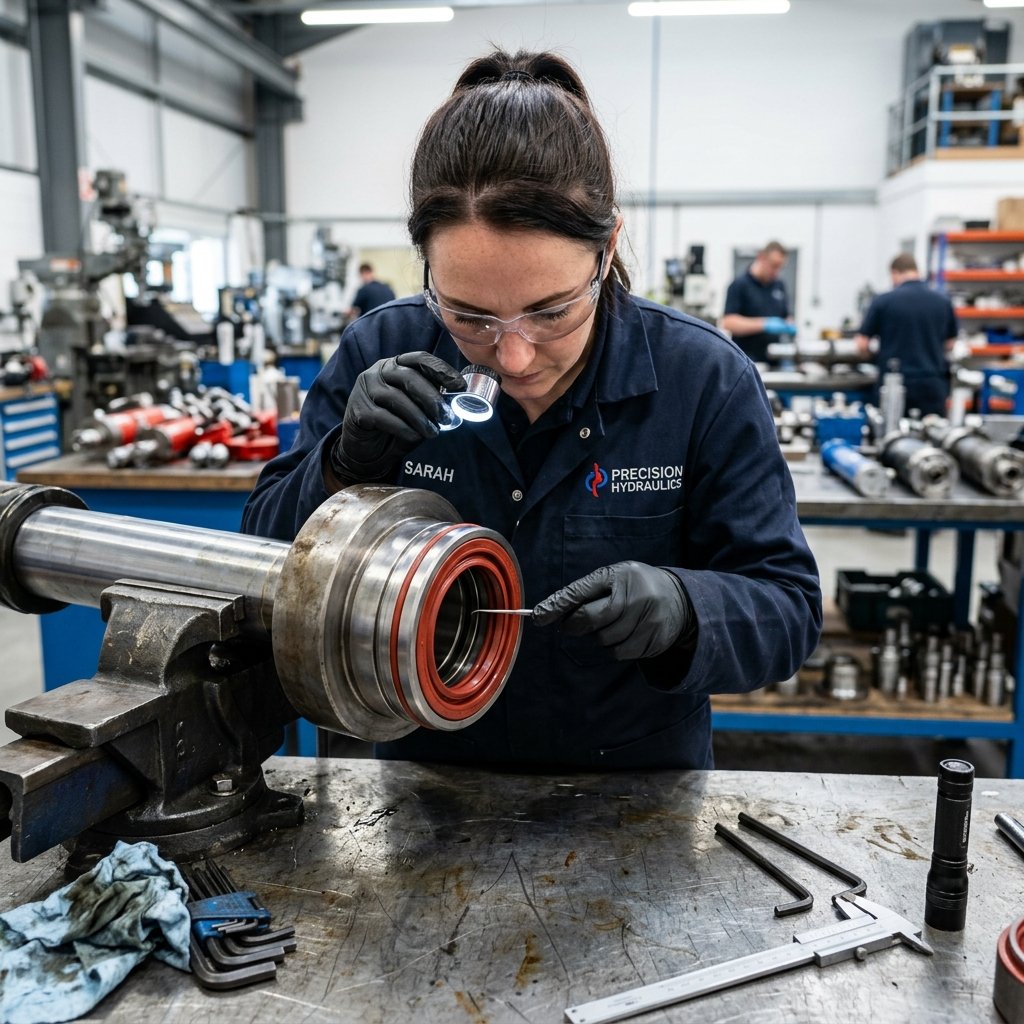 Hydraulic cylinder seal inspection