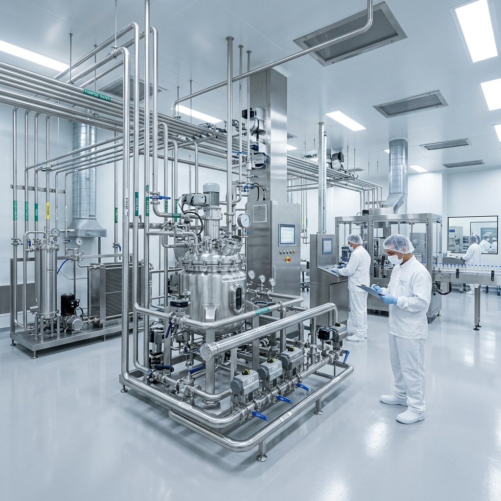 Clean hydraulic equipment in a pharma facility